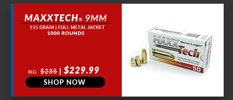 Maxxtech – 9mm – 115 Grain – FMJ – 1,000 Rounds