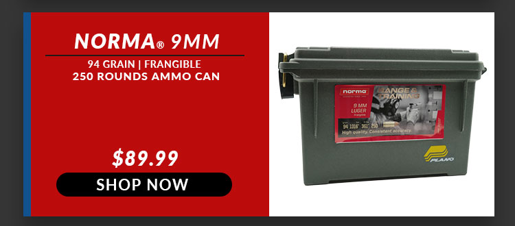 Norma – 9mm – 94 Grain – Frangible – 250 Rounds Ammo Can