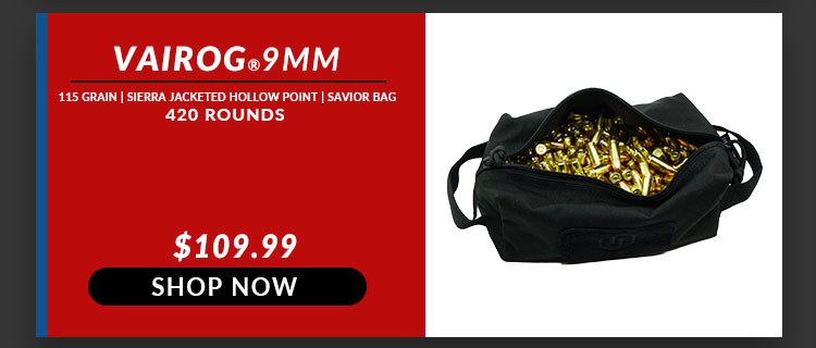 Vairog – 9mm – 115 Grain – SIERRA JHP – 420 Rounds BULK + Free Savior Sac