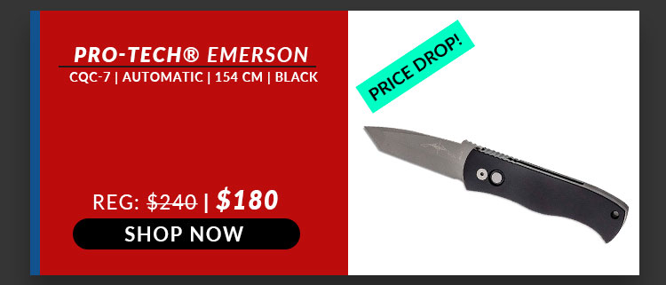 Pro-Tech – Emerson – CQC-7 – Automatic – Blasted – 154CM – Tanto – Black – E7T01