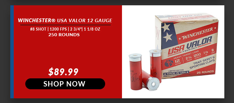 Winchester – USA Valor – 12 Gauge – #8 Shot – 2-3/4″ – 1-1/8oz. – 1200 FPS