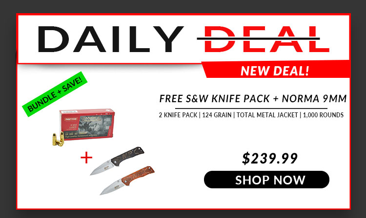 FREE M&P Knife Combo + Norma 9mm 124 grain FMJ