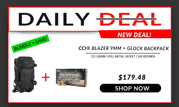CCI Blazer 9mm 115 Grain FMJ + Glock Backpack (Black / Tan)