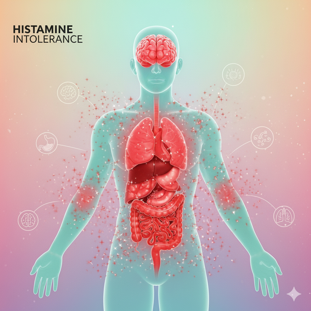 Illustration of histamine interactions in the body