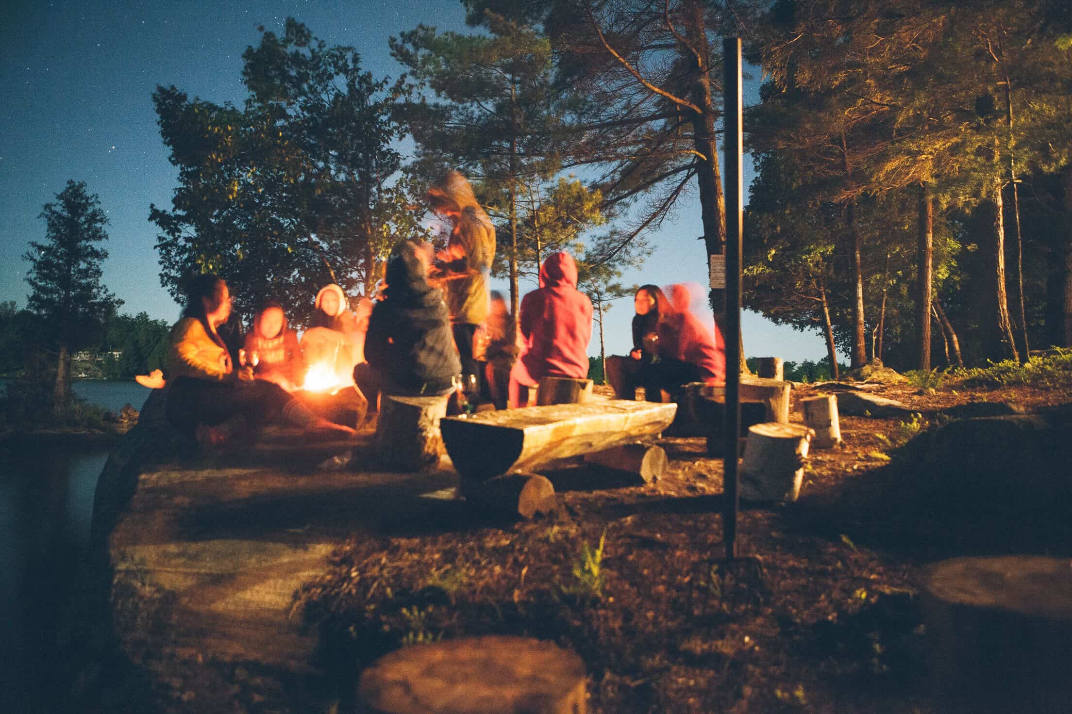 Lakeside firepit gathering